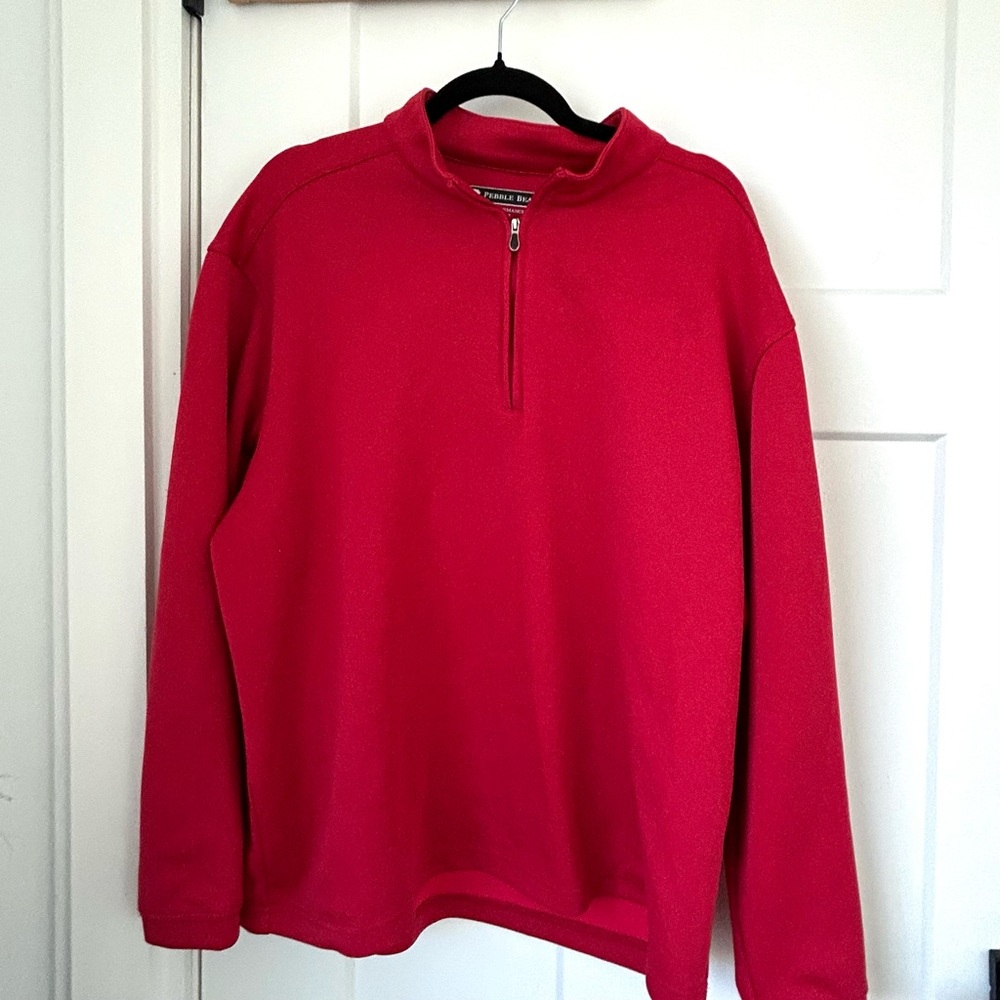 Pebble Beach Men's Bold Red Zip-Up Sweater